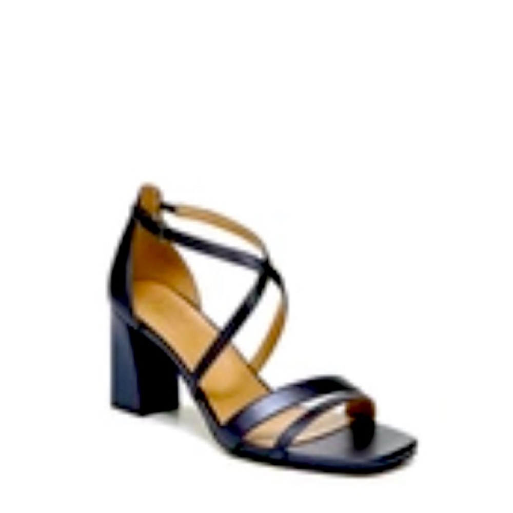 Naturalizer TIFFANY BLOCK HEEL SANDAL IN FRENCH NAVY METALLIC Size 10